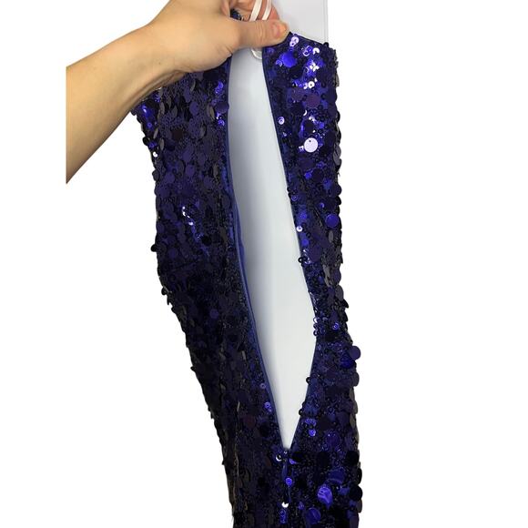 Lulu’s Glittery Persona Dark Blue Sequins Strapless Mini Dress SZ Med HOCO party - Picture 8 of 12